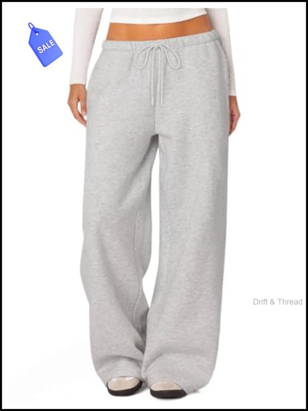 Baggy Fleece Lined Wide Leg Sweatpants High Rise Drawstring Women's Loungewear